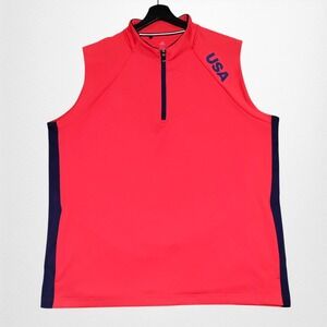 Adidas USA Golf Olympic Performance Wind Vest Jacket Mens XL Red Blue Worn Once